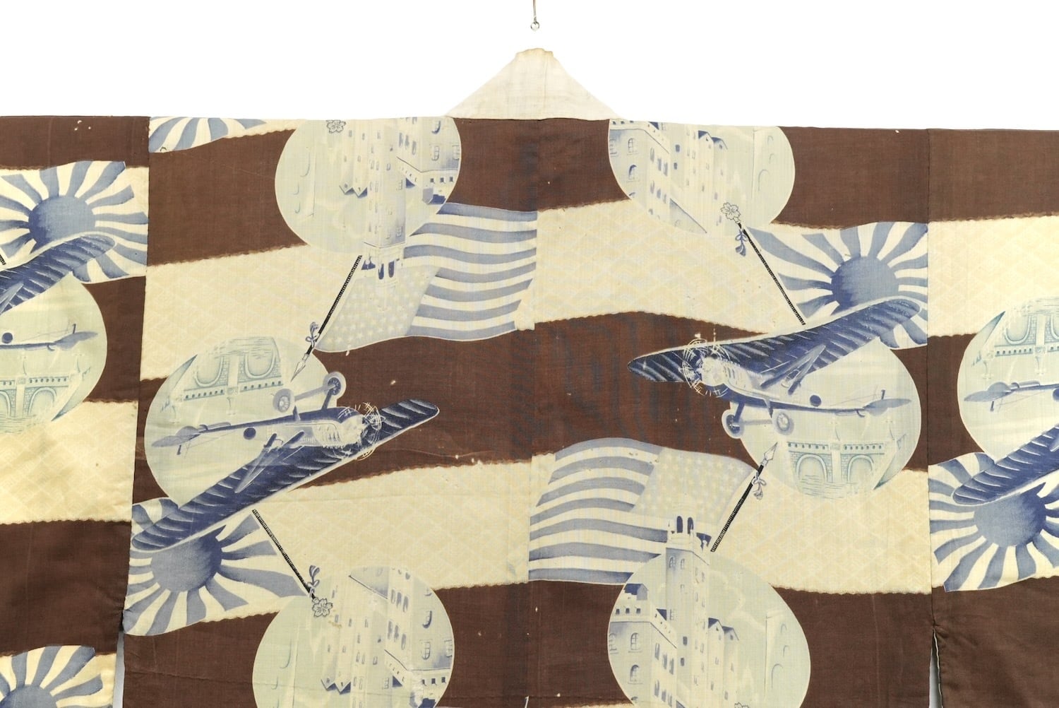 4284 戦前 面白柄 襦袢 大正ロマン 旭日旗 星条旗 日米 アンティーク