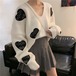 ハート 刺繍 ニット セーター WHITE ホワイト 韓国ファッション レディース ゆったり 長袖 プルオーバー ニットセーター 可愛い DTC-603315935807