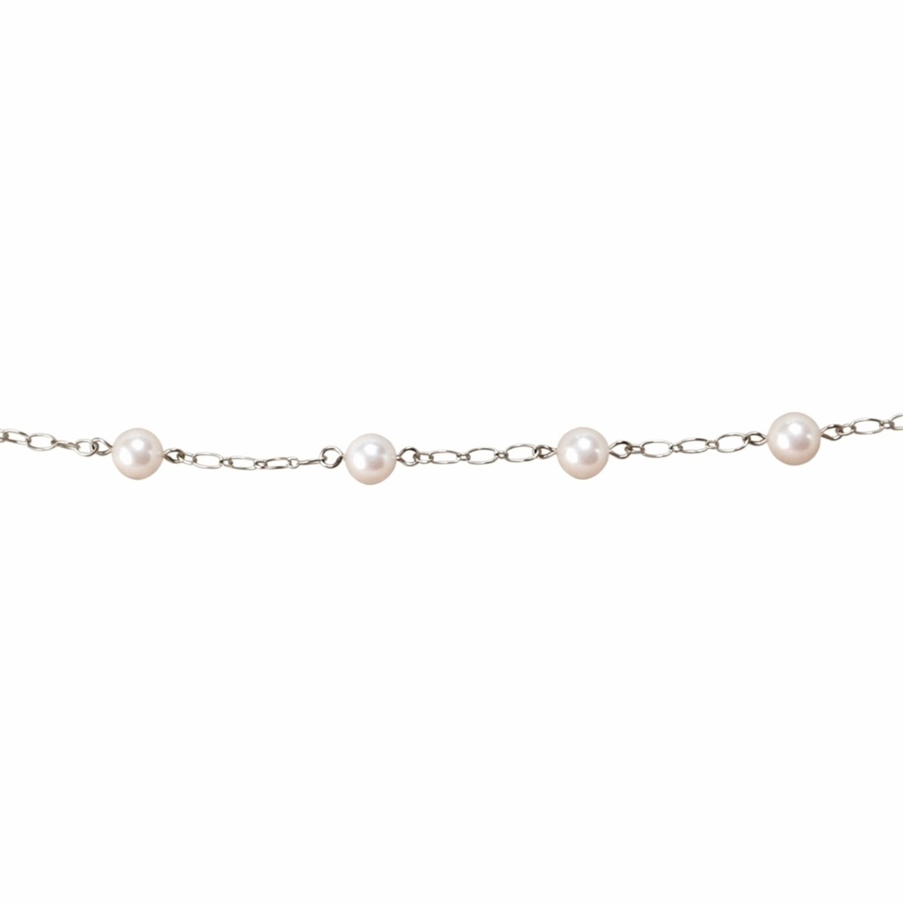 あこや真珠 5.0mm ステーションネックレス 46.0cm｜9珠 アジャスター付｜SILVER925 上品カジュアル パールネックレス