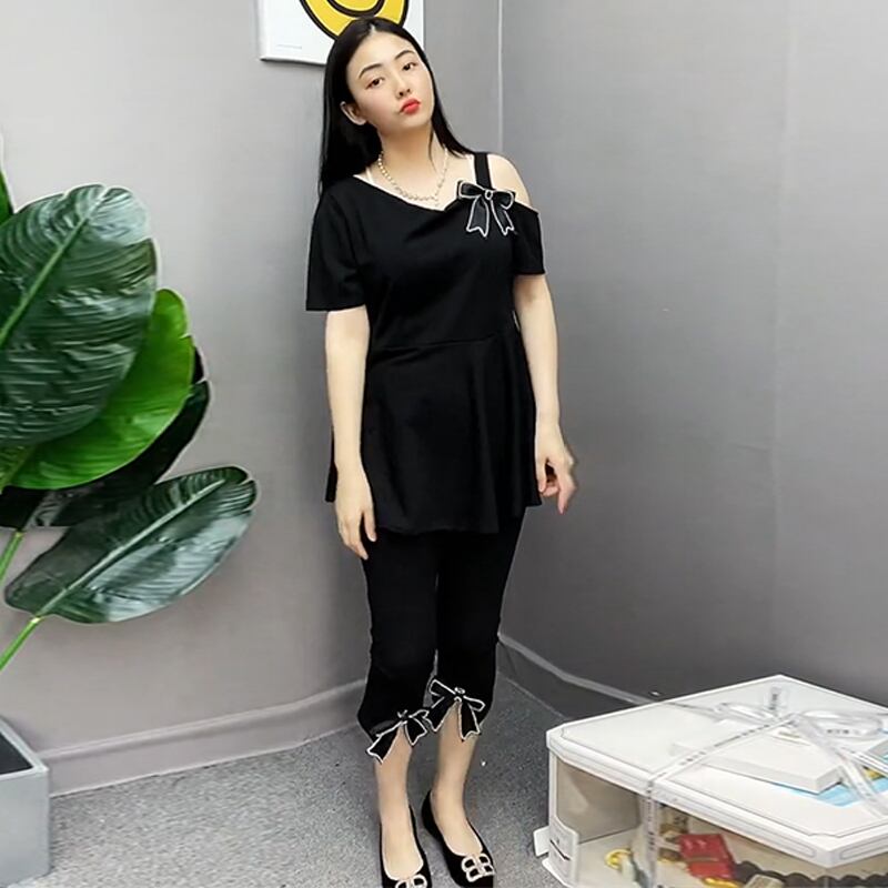 サマースタイルルーズTシャツ 薄手トップス クロップド 大きめサイズ 夏物 ミックスインファッション21412568322