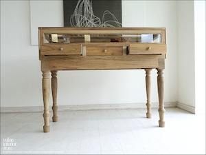 オールドチーク無垢材 コレクションケースEhz ガラスショーケース 店舗什器 飾り棚 展示ケース ディスプレイケース 古材家具 銘木家具