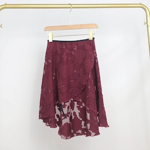 Dance Casset ボルドー ローズフラワー ラップスカート(ロング)