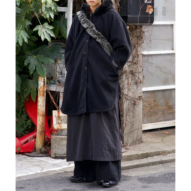 fur collar hoodie wool cape Hype