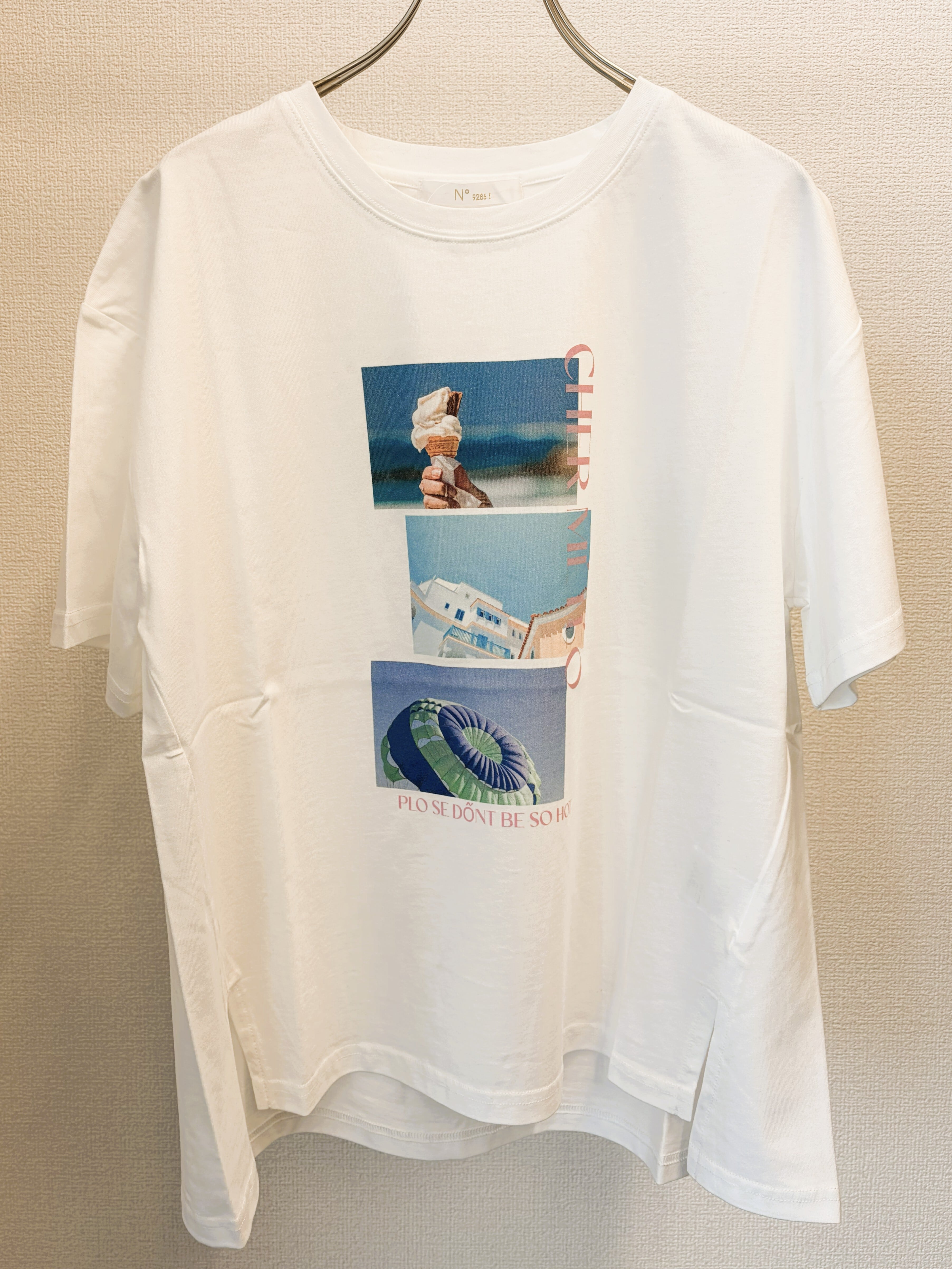 N°9286!】21s度詰め天竺フォトプリントスリットTシャツ（9207-63029