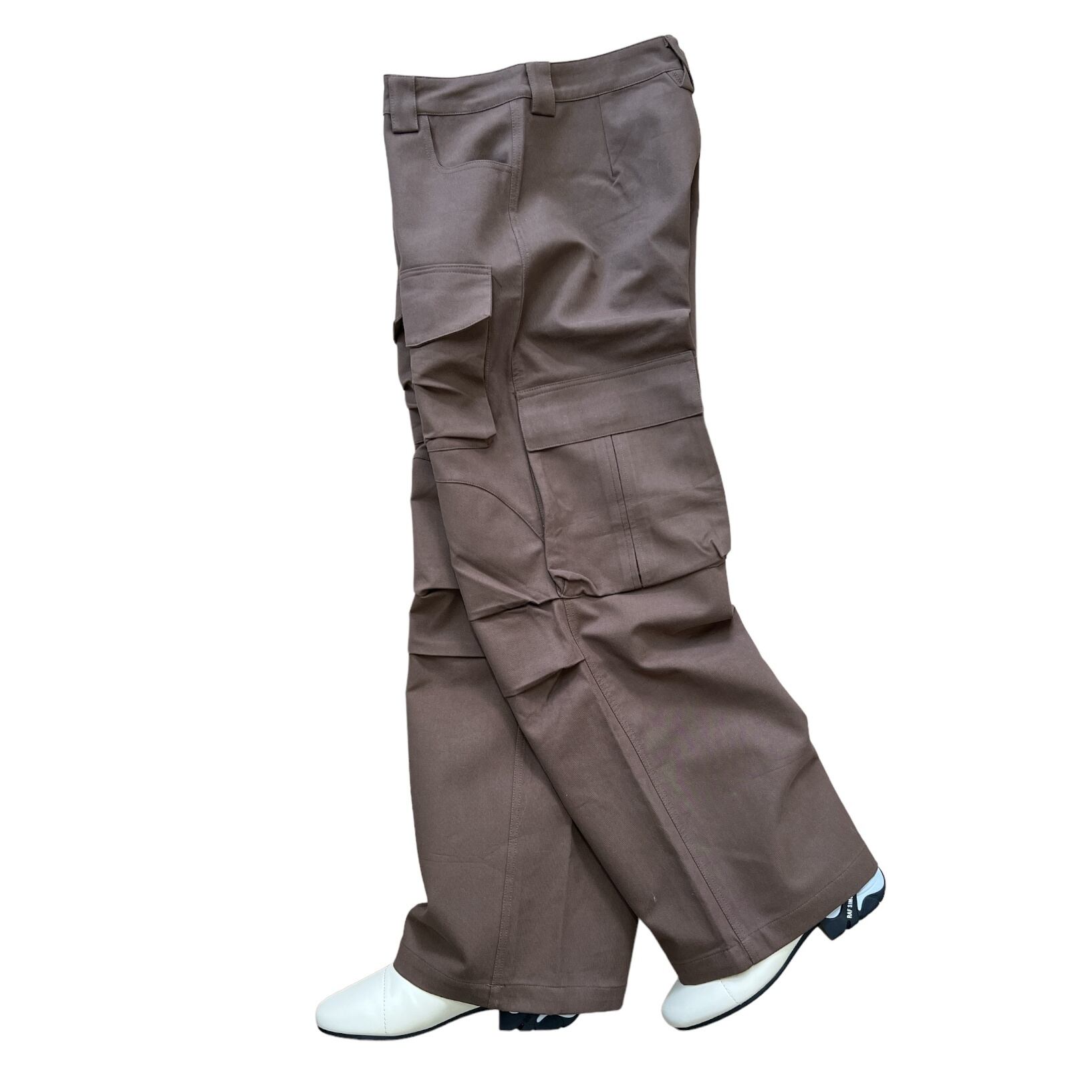 Y2K pocket design cargo pants in brown | MEGAJOULE