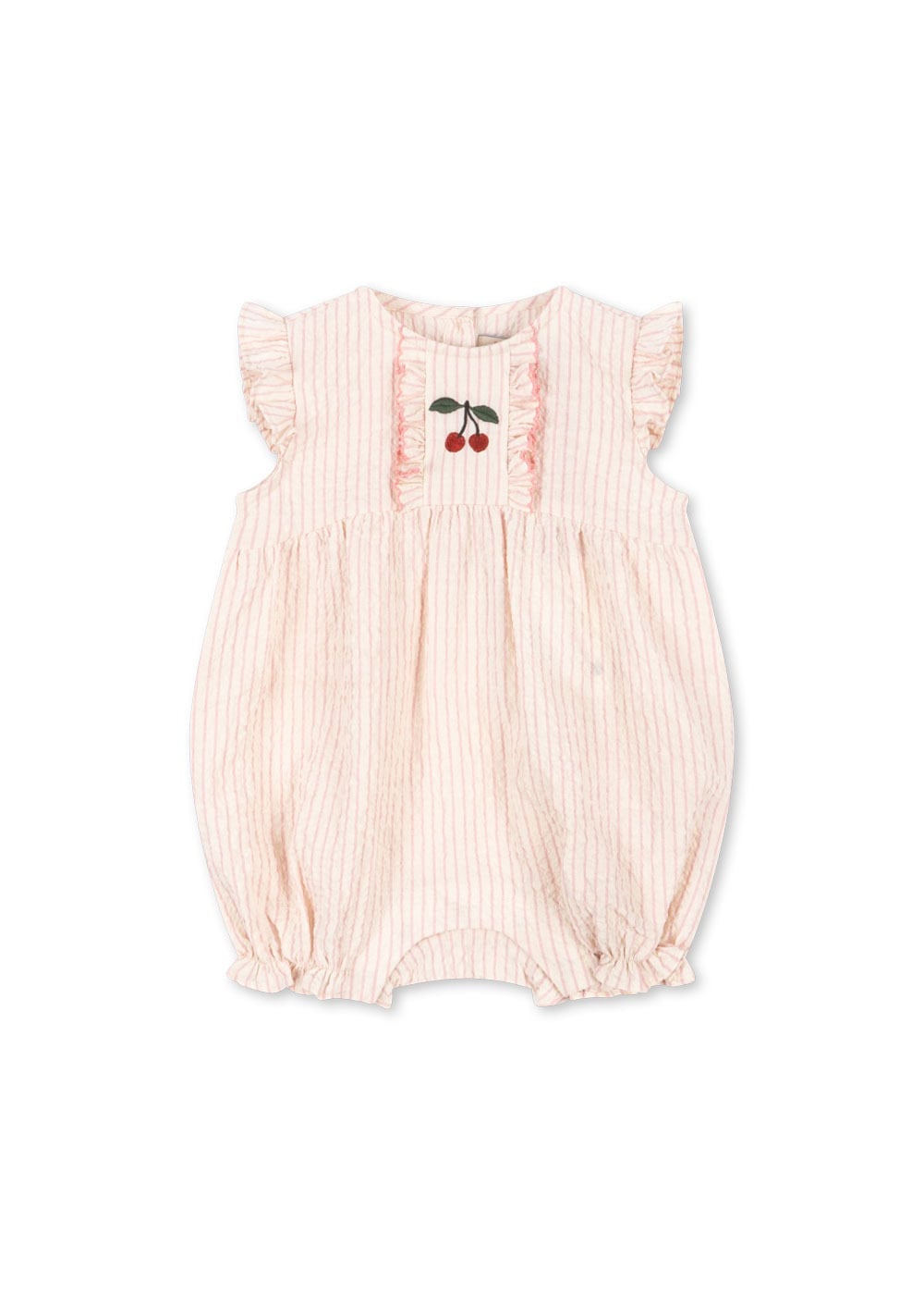 【LAST1/9Mのみ】ELLIE FRILL ROMPER GOTS PEONY STRIPE【Konges Sloejd コンゲススロイド】ロンパース チェリー