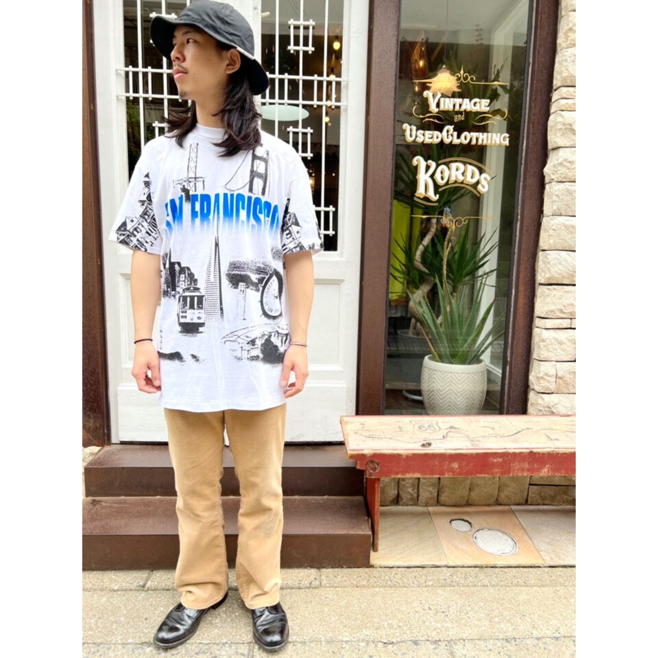 90s "DEAD STOCK" SAN FRANCISCO Overall Pattern Tee MADE IN USA  Size XL