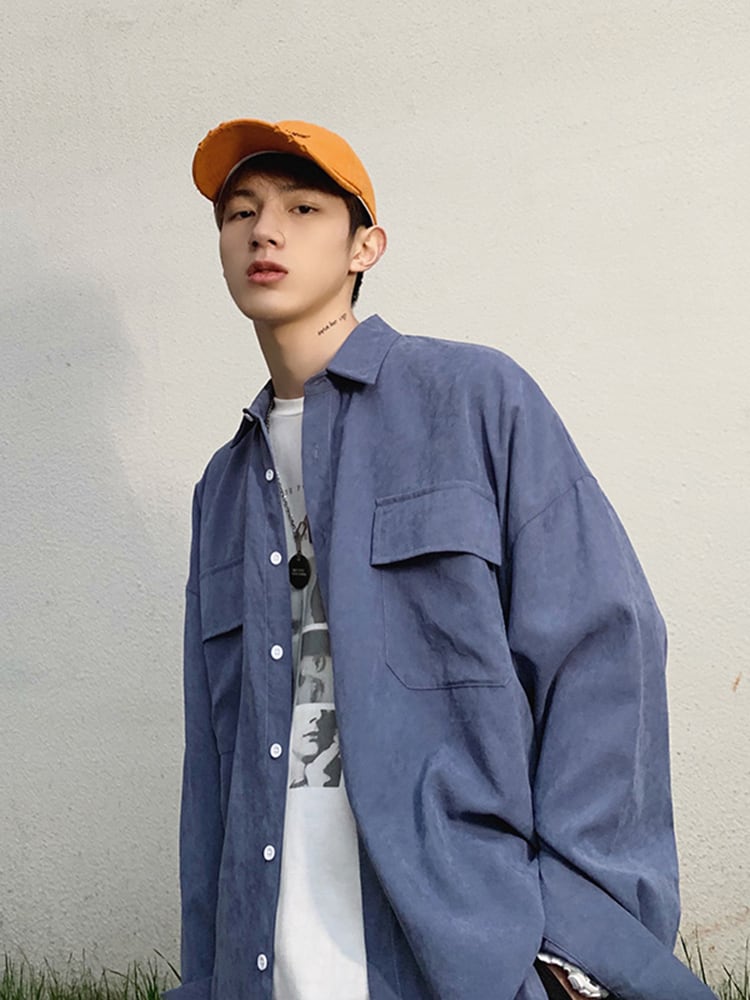 全2色 シャツ 無地 長袖 カジュアル シンプル 羽織 おしゃれ