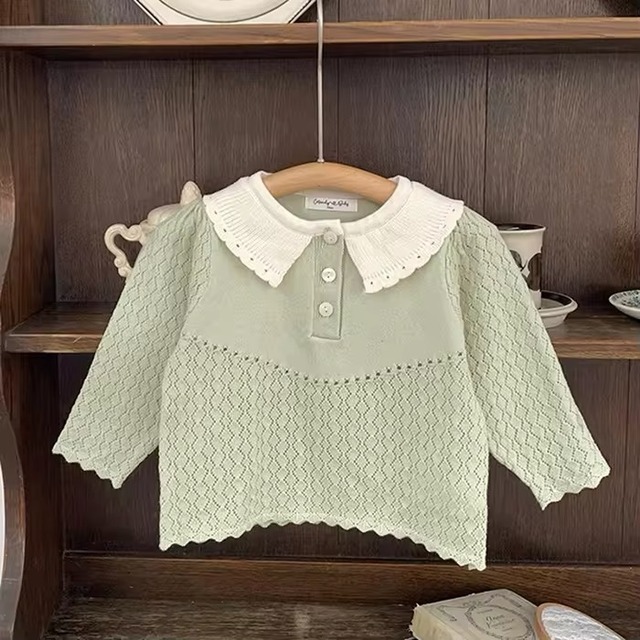 【取寄】ちょっと変わったポロシャツ風襟付きニットトップス