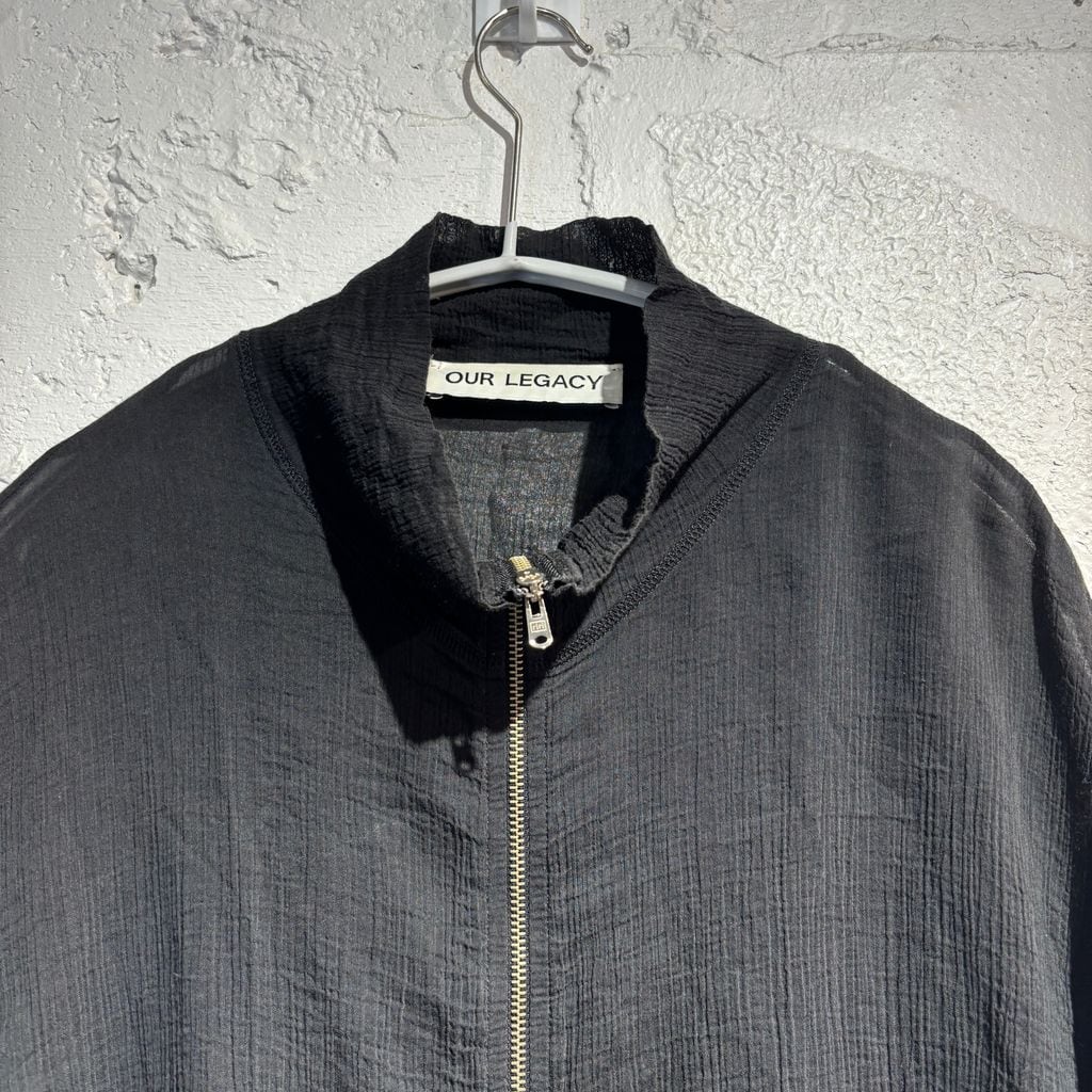 トップス SHRUNKEN FULLZIP POLO BLACK RAYON PLAIT OUR LEGACY アワーレガシー 20ss SHRUNKEN FULLZIP POLO Black Rayon