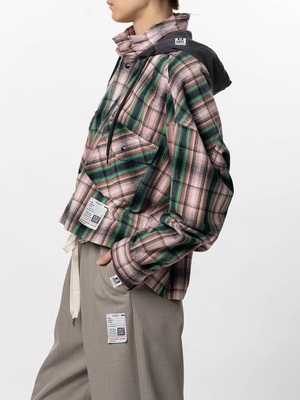 【26SS】Maison MIHARA YASUHIRO ミハラヤスヒロ / Hoodie Combine Checkered Shirt / シャツ