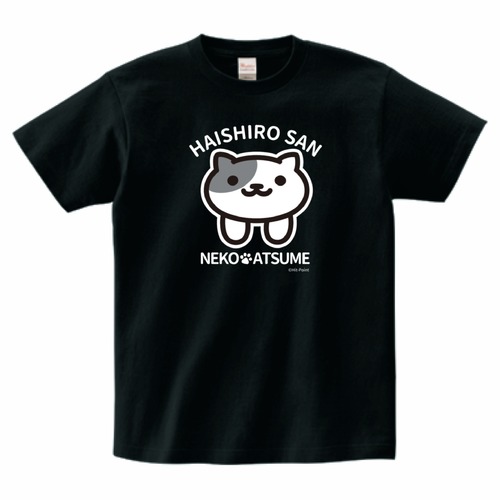 【受注生産品】ねこあつめ　はいしろさん　推しねこTシャツ　前プリント（ブラック）