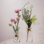 フラワーベース 2個セット 造花付き 花瓶 ガラス クリア ナチュラル オブジェ モダン 北欧 造花 モデルルーム