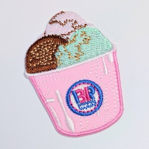 送料無料！ ★刺繍アイロンワッペン★【 Baskin-Robbins （バスキン・ロビンス）】 31アイスクリーム ・サーティワン   〚アメリカン雑貨 アメトイ〛