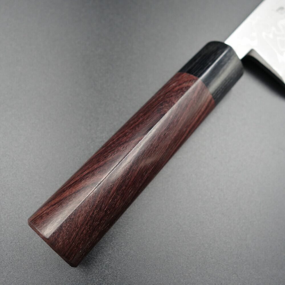 仙助 出刃包丁 ダマスカス 安来鋼白紙2号 165mm 紫檀シノギ柄