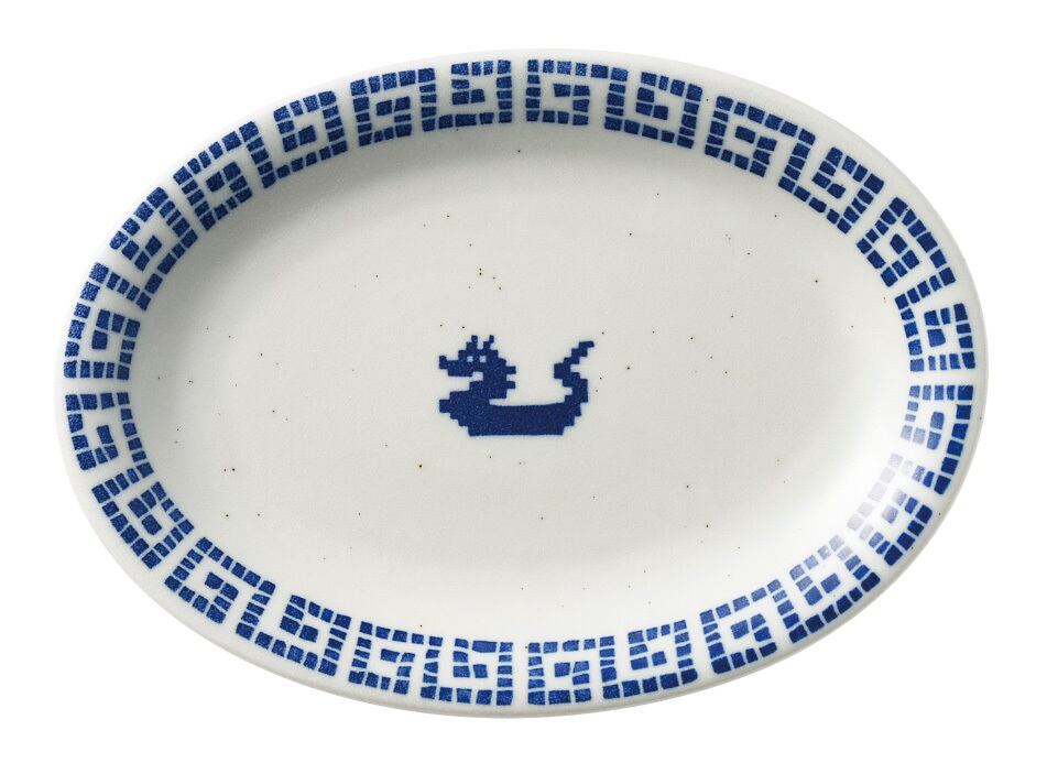 デジタルドラゴンシリーズ 楕円皿 餃子皿 19.5cm 中華食器【日本製】