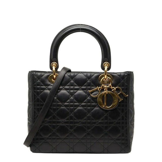 ディオール カナージュ レディディオール ハンドバッグ ショルダーバッグ 2WAY ブラック レザー レディース Dior 【中古】