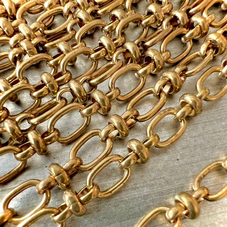 80s ヴィンテージ フィガロチェーン（小） 真鍮製 ゴールド（30cm単位