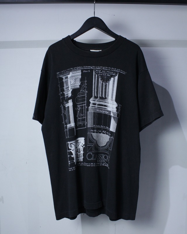 【Caka BLACK】90's Blueprint Design Vintage Loose T-Shirt