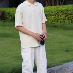 テクスチャーニット半袖ポロシャツ　0754