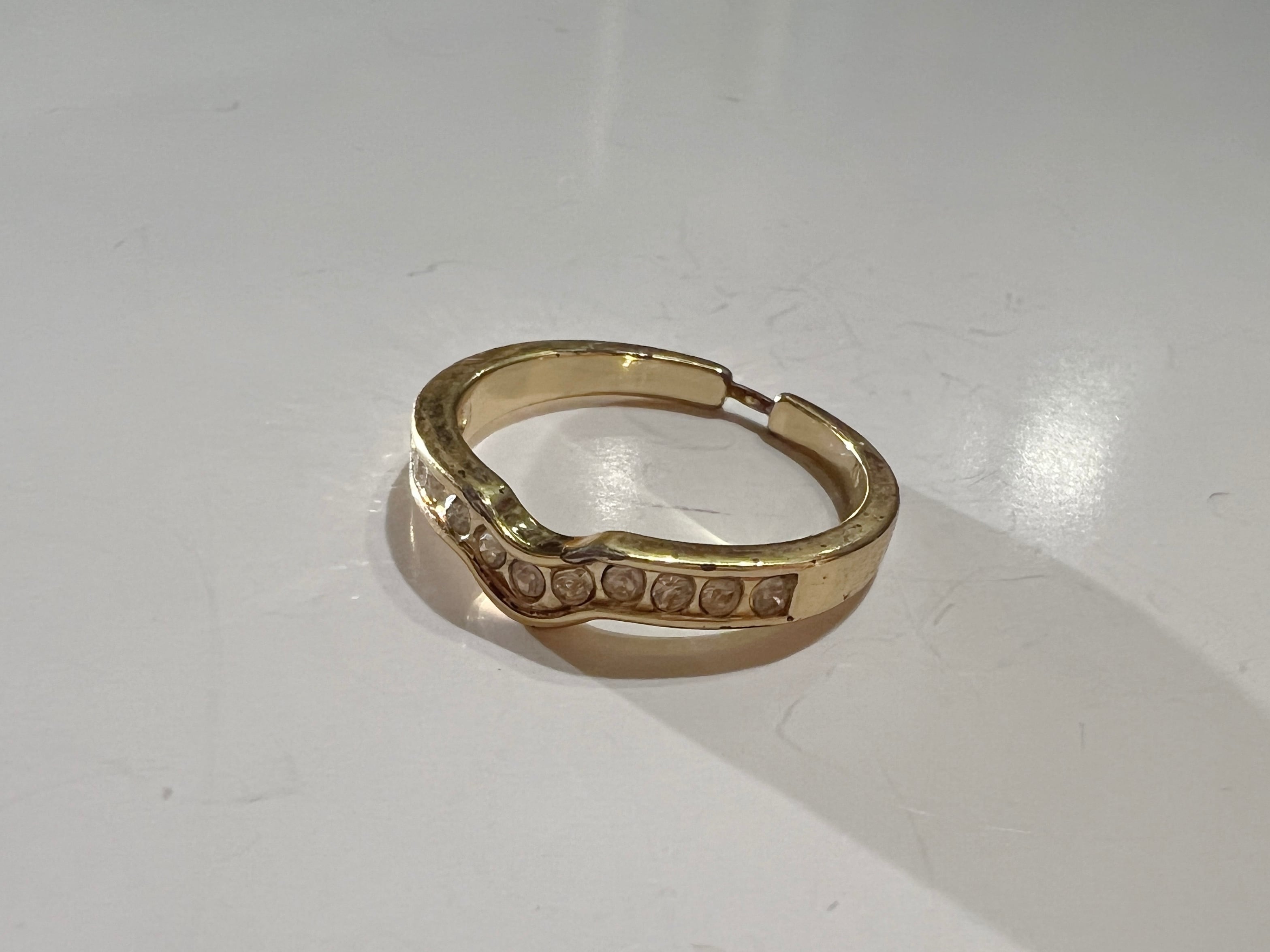 【18-19号】Vintage Uzbekistan gold × Light stone ring