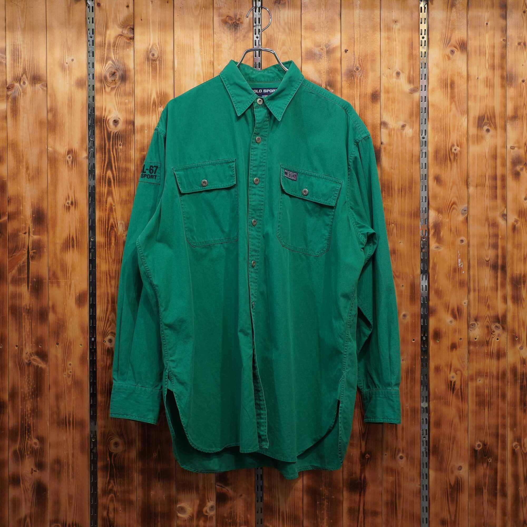 90s polosport ralphlauren 緑 シャツ L/ポロスポーツ ラルフローレン