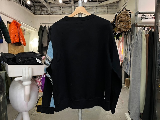 UNIFORM EXPERIMENT SLEEVE PANELED CREWNECK SWEAT BLACK 3 UE-222031 23150