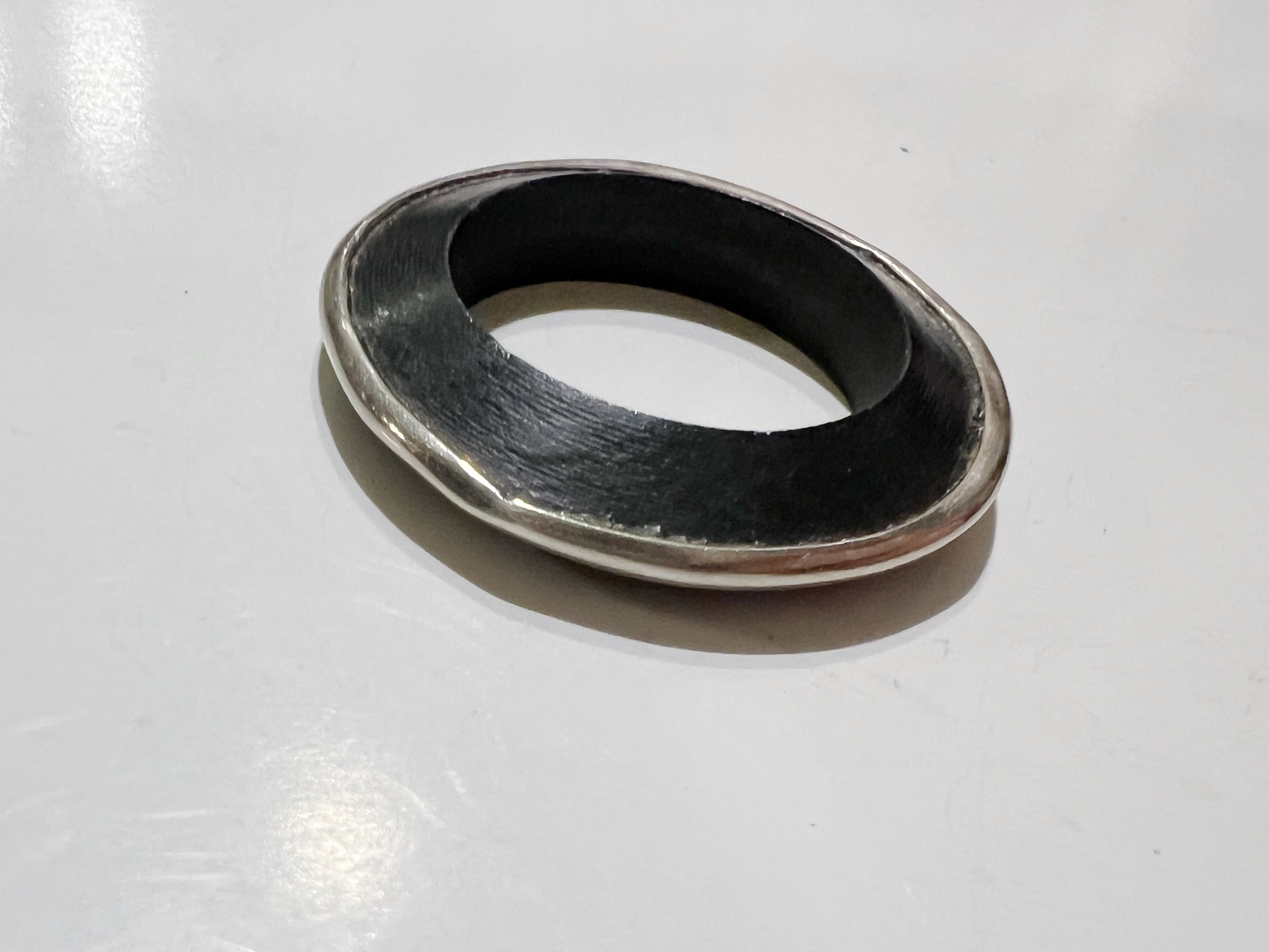 【12号】Vintage karen silver × black wood handmade ring