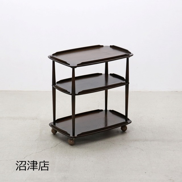 【沼津店】英国 イギリス ERCOL アーコール エルム材 トローリー キッチン ワゴン シェルフ 収納 ヴィンテージ アンティーク PLT09055