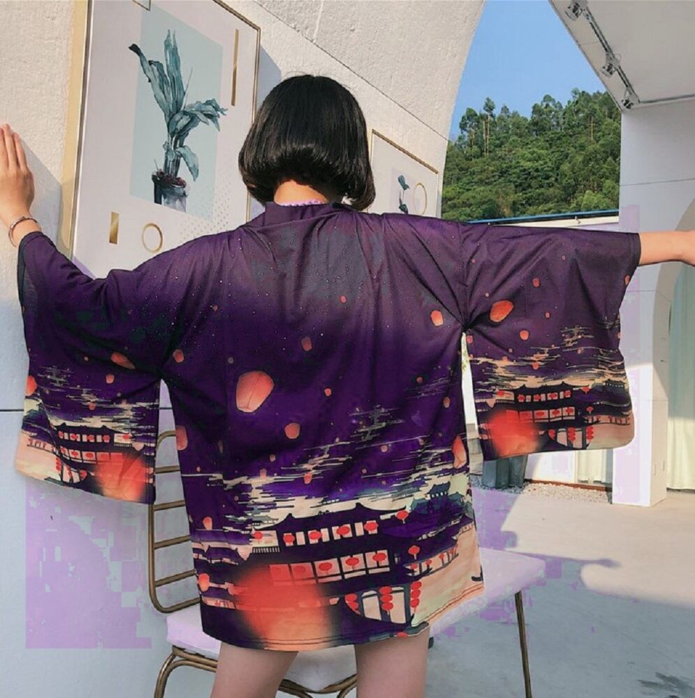 小江戸の灯籠 町並み 法被 夏祭り 半纏 はんてん ハッピ 長半纏 半天