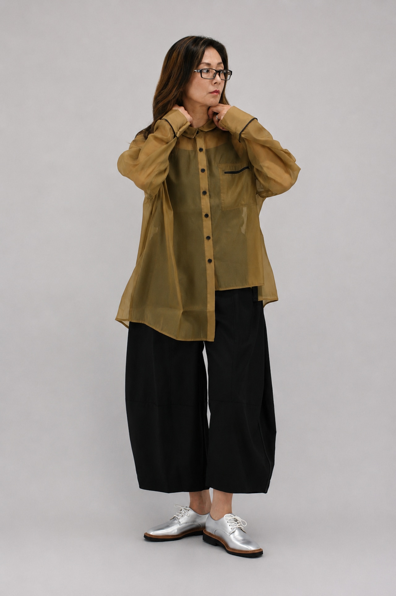 【Parc.1】Sheer Asymmetry Shirt(108-066315)