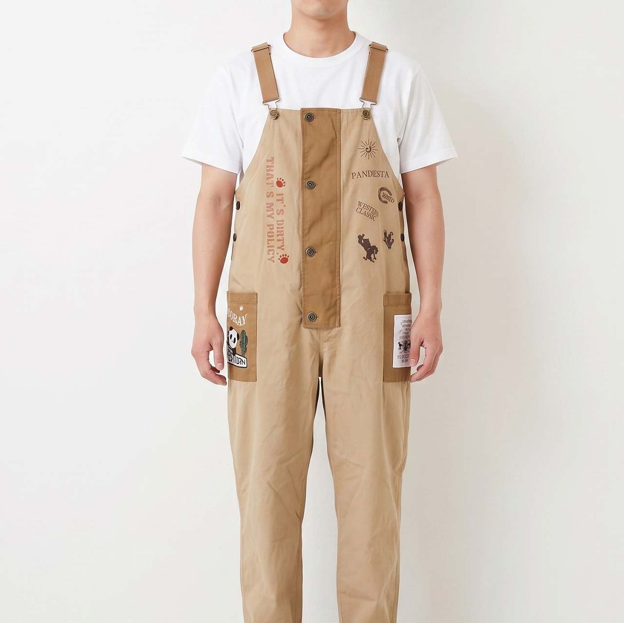 パンディエスタ サロペット XXL ベージュ オーバーオール ウエスタン