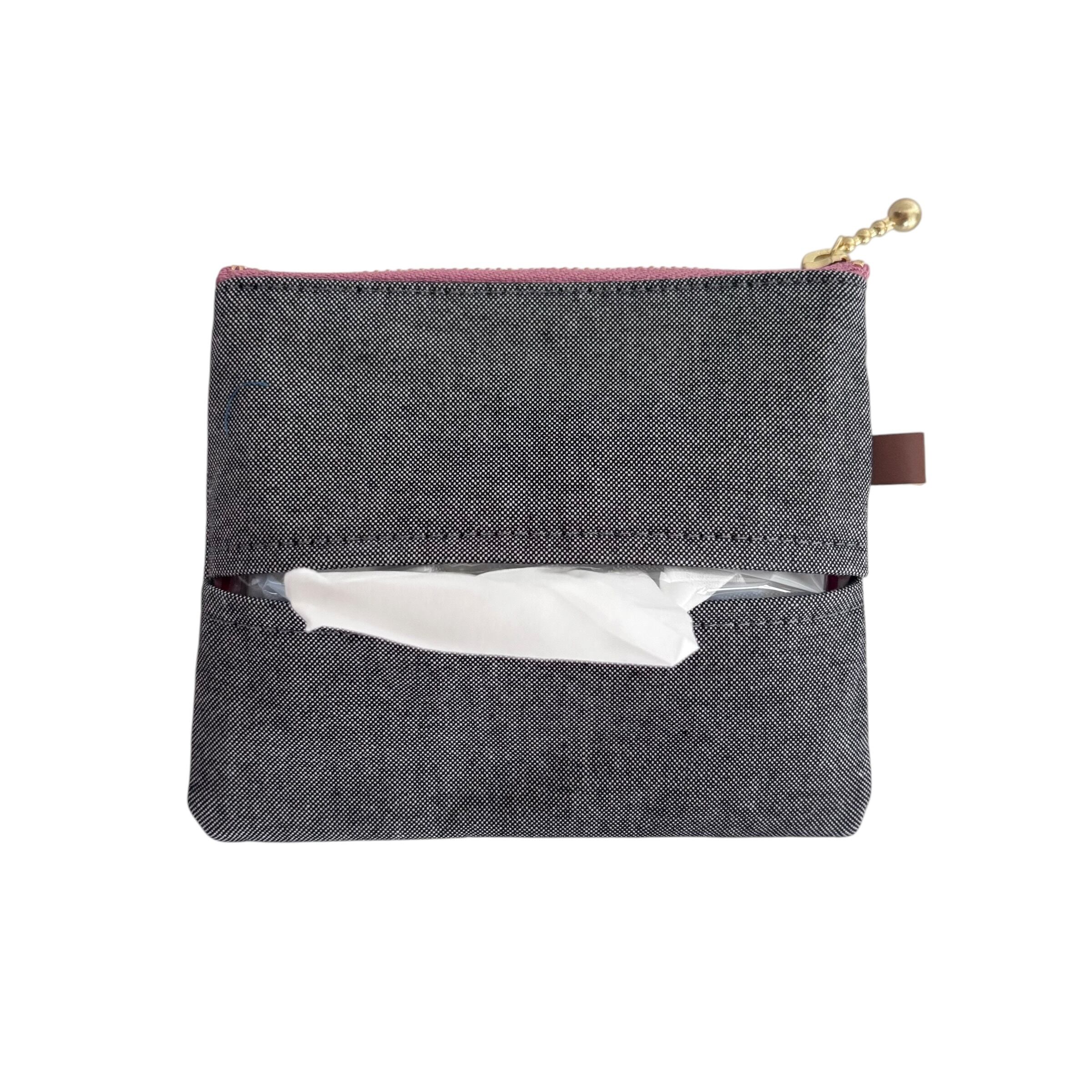 播州織 tissue pouch | Mima Hi Seven - 本皮を使用した バッグ ポーチ