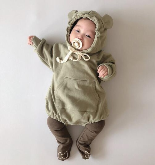 66-100cm｜くま耳ロンパース｜タイツ付き