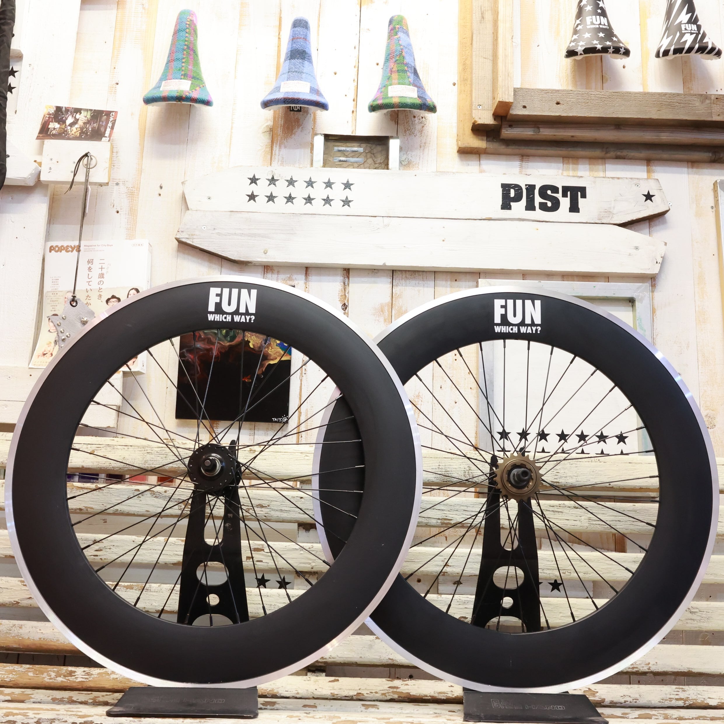 前後セット販売】FUN 700C 90mm ホイール ブラック ピストバイク 
