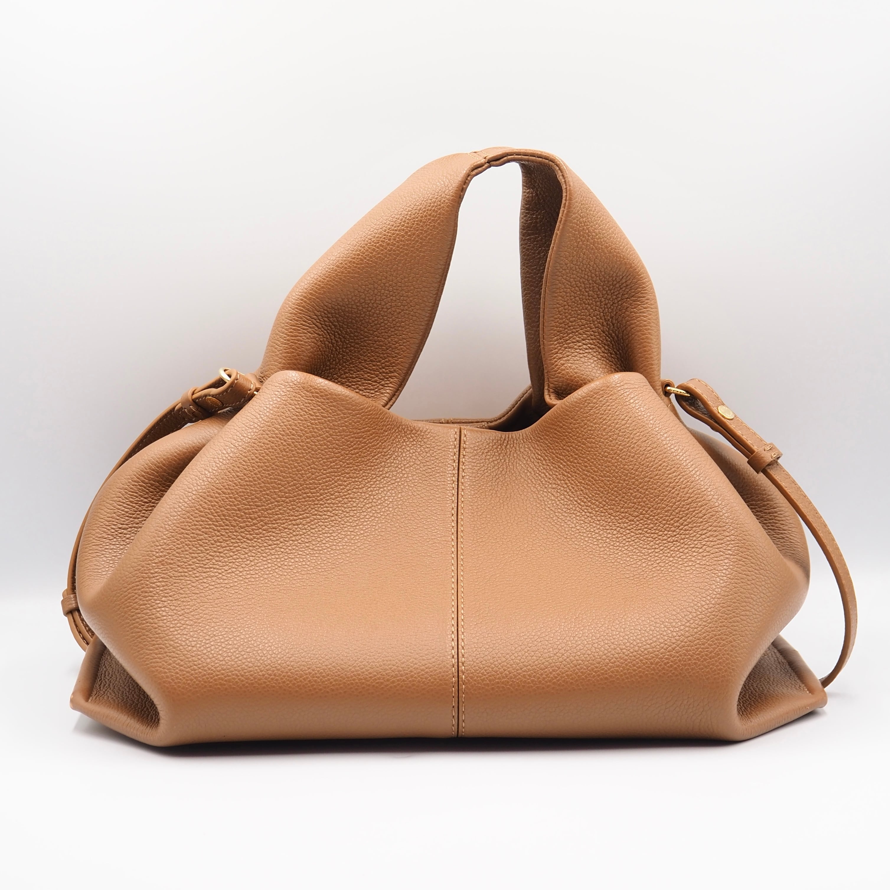 11/8掲載 【現行品】POLENE ヌメロヌフ ハンドバッグ ショルダーバッグ レザー キャメル ポレーヌ 付属品付き