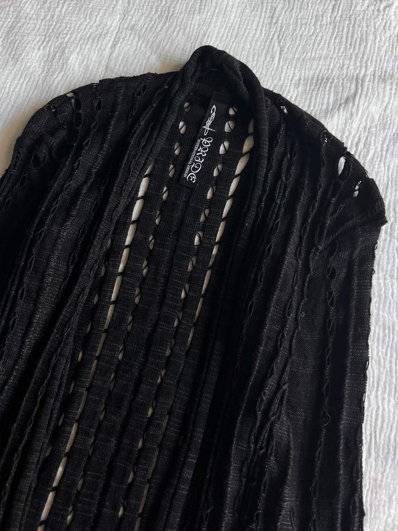 "PRIDE" Lame Damaged Long Cardigan