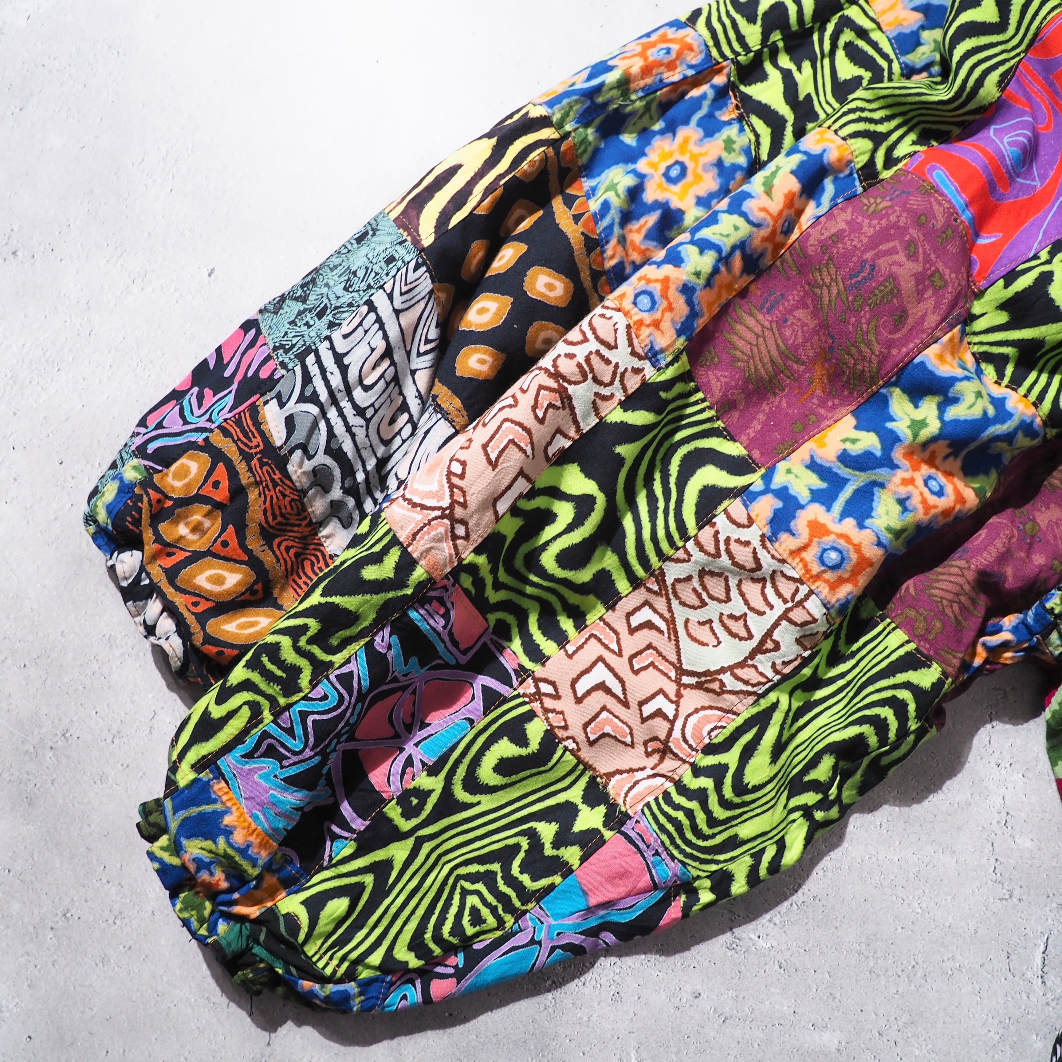 psychedelic × ethnic patchwork panel switching Design vintage loose silhouette jacket