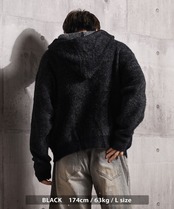 ◆シャギーニット レタリング ジップパーカー◆wi-030024