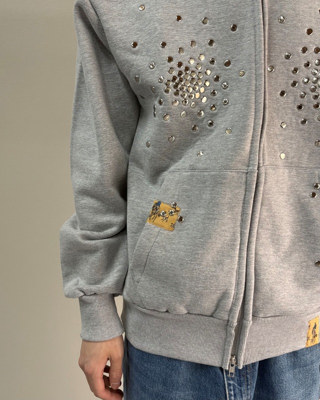 【Hannah Creak】Studded Hoodie Double Zip Grey