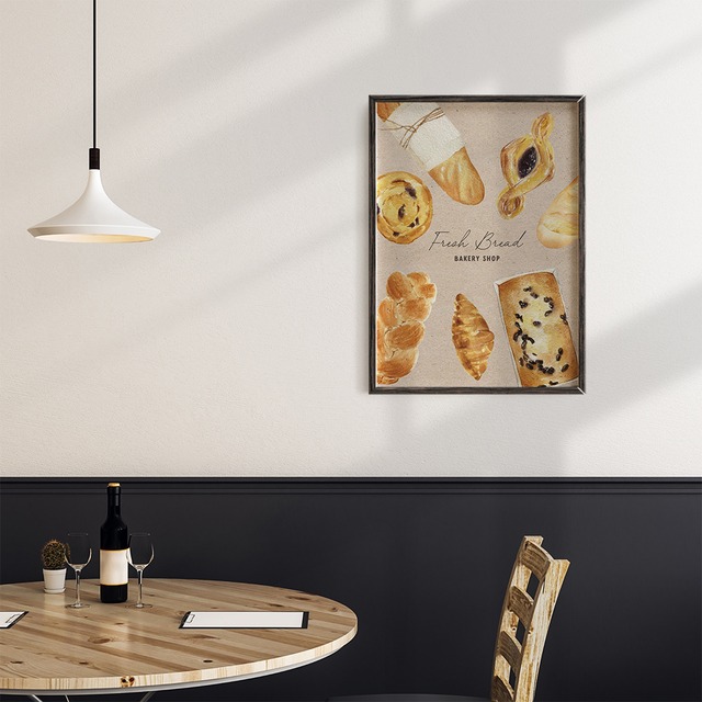 パンのキッチンポスター　/ i1260 / クロワッサンやフランスパンなど　インテリアポスター