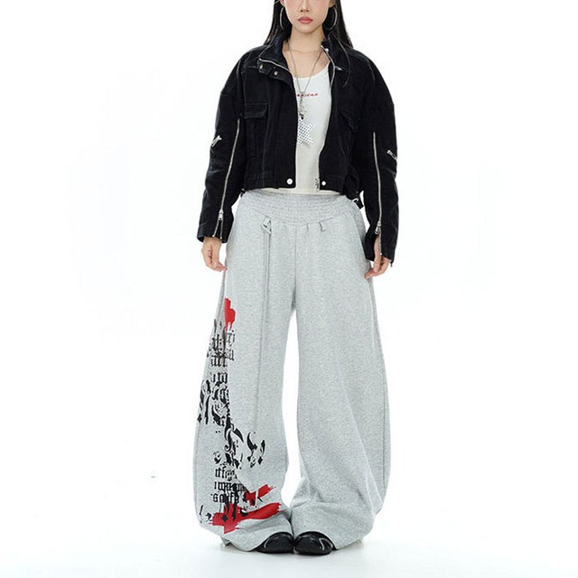 ゴシックレタリングペイントグラフィックパンツ 2col   R02860