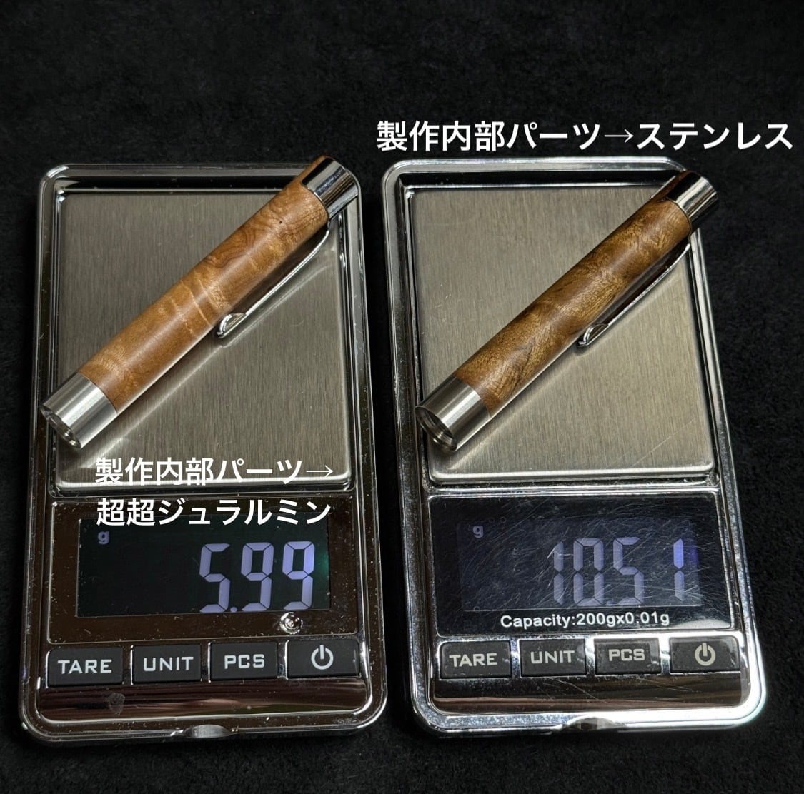①カスタムシャーペン用 木製後軸 内部製作パーツステンレス【Enjoy