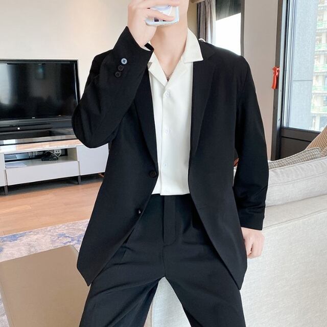予約販売】メンズ セットアップ スーツ シングル ウエストゴム 無地