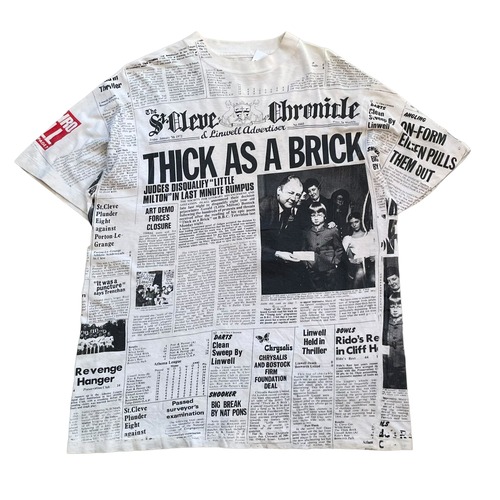80~90s JETHRO TULL "THICK AS A BRICK" allover print T-shirt
