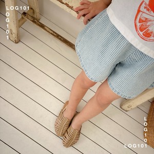 [予約] Log101 - scrunchie pants ( ivory / light wash / stripe )