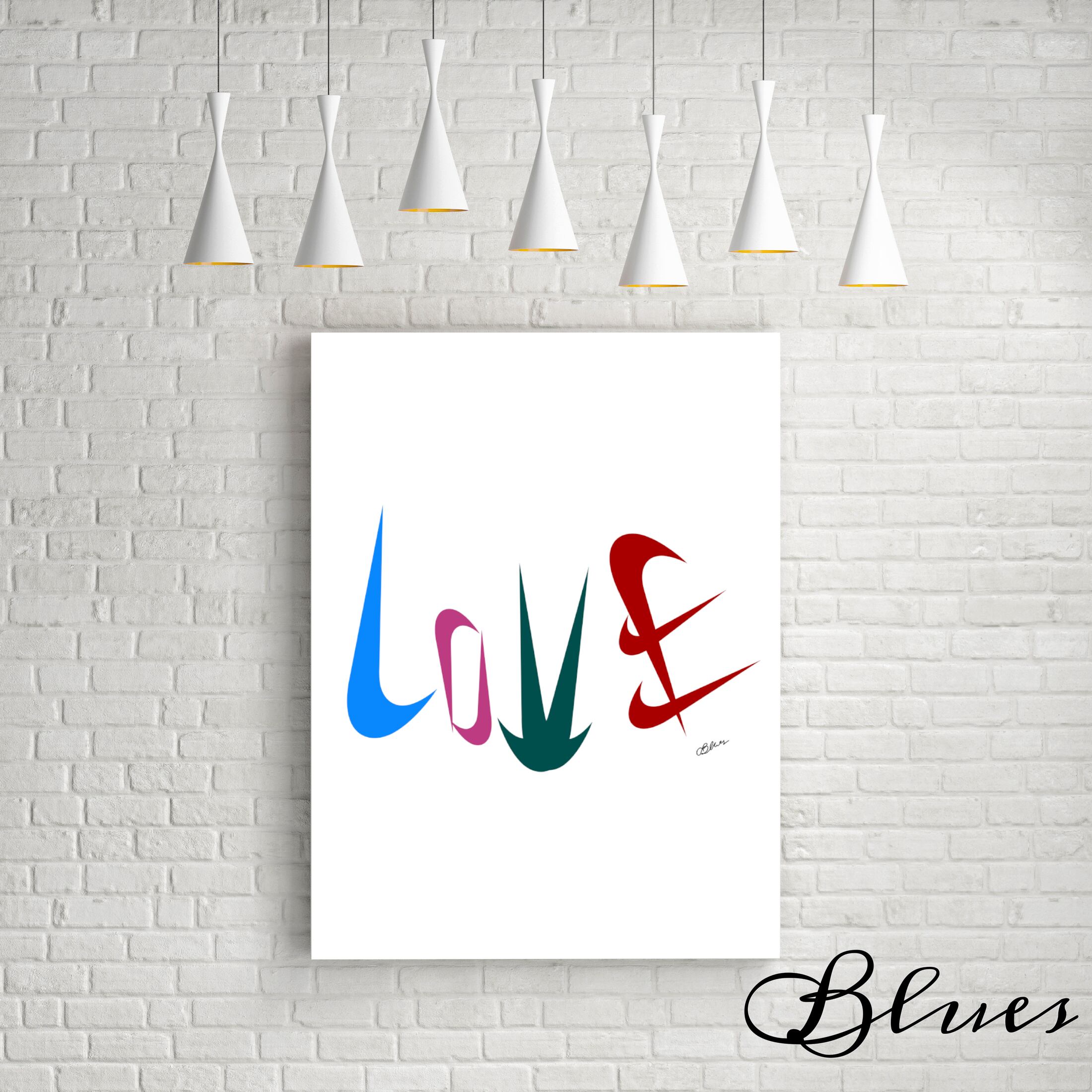 ナイキ ロゴ Love おしゃれ コラージュアート 現代アート キャンバス a1サイズ Blues Make Sense Art Gallery