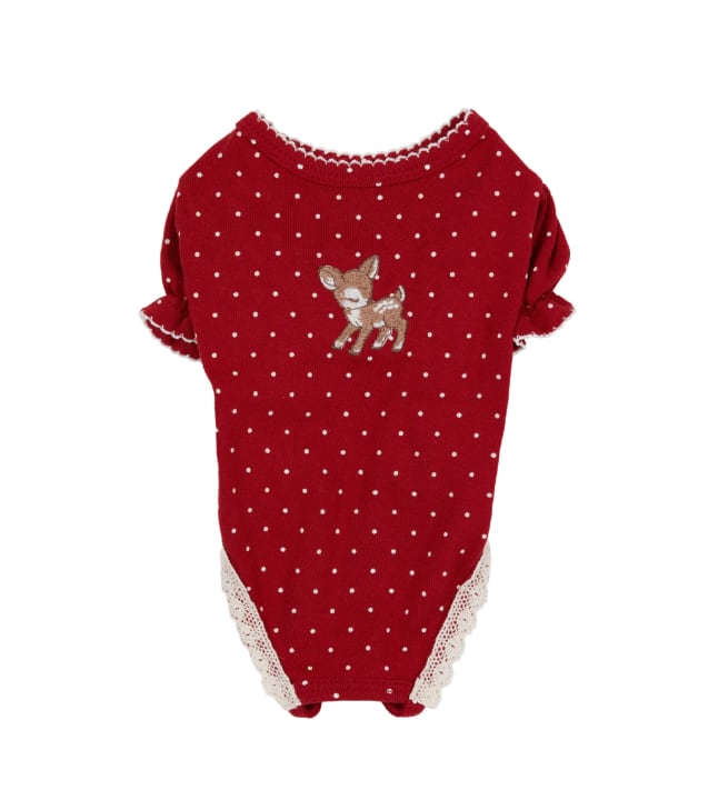 予約【Sallys】Chloe puff romper (wine dot)