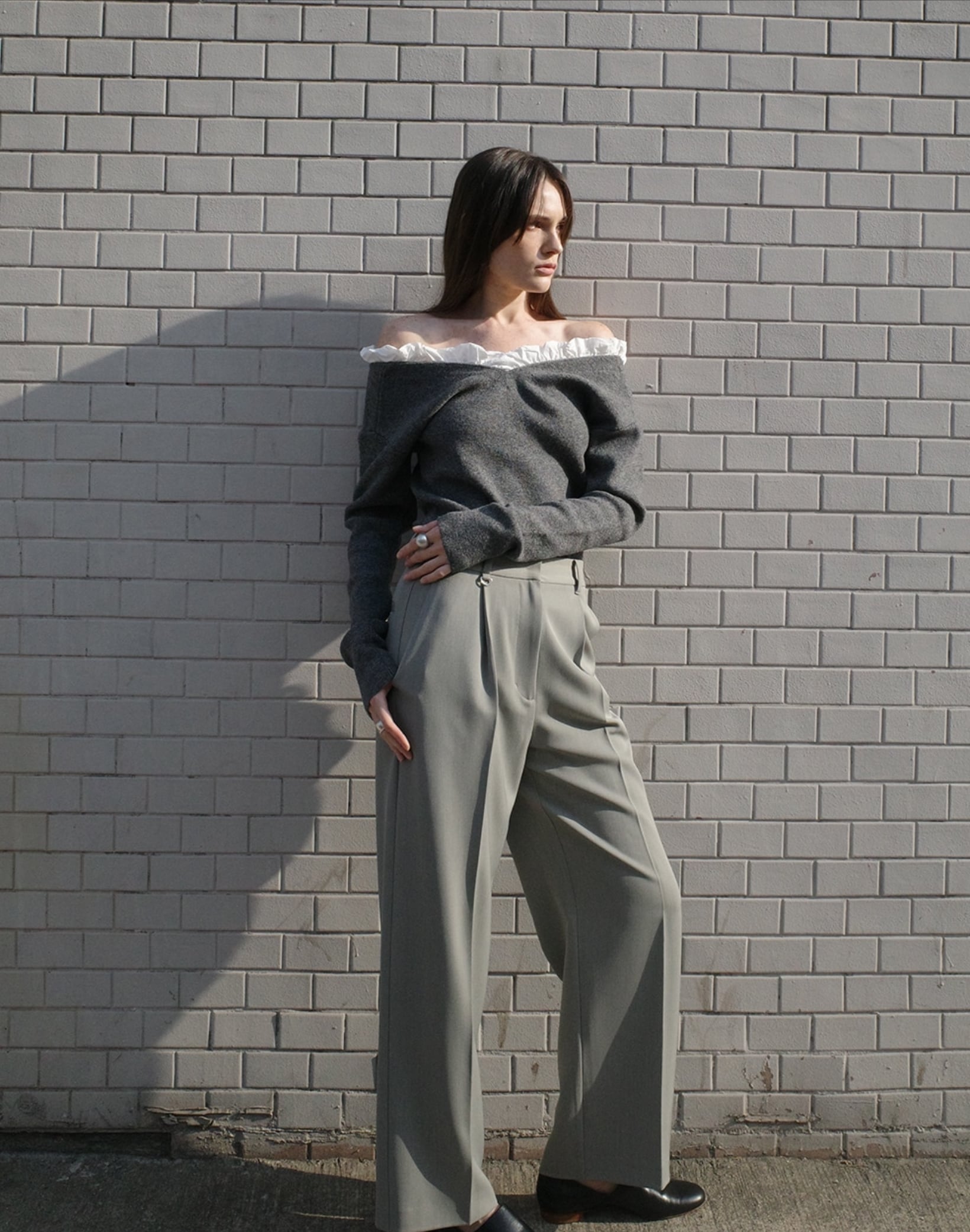 CLANE ★ FRILL V NECK KNIT TOPS CLANE FRILL V NECK KNIT TOPS | FLICKA ASHIYA