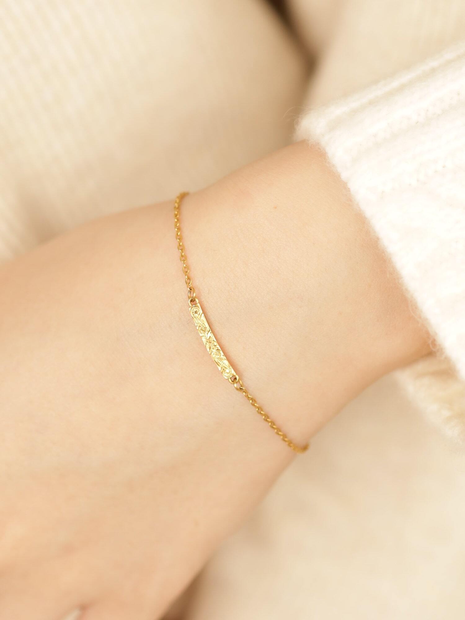 316L plumeria bar blacelet #b22